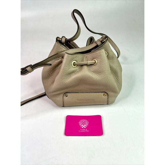 Vince Camuto Leather Bucket and Drawstring Small Satchel Bag - Gray - Picture 6 of 15